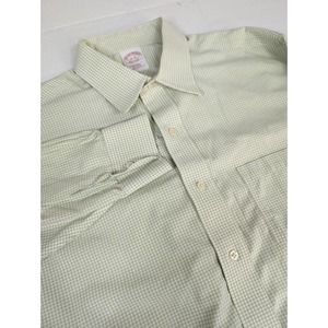Brooks Brothers 1818 Mens Dress Shirt 16-32 Green Checkered Regent Button‎